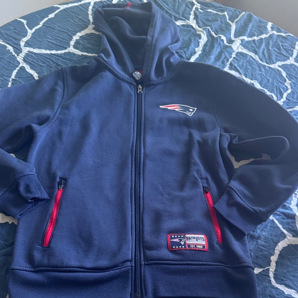 New England Patriots. Navy and Red Hoodie. Size 14-16 kids